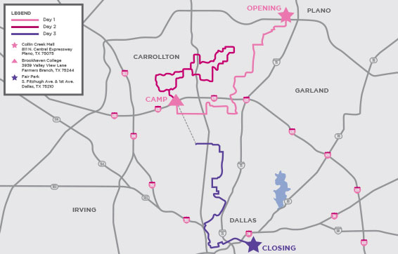 2015 Dallas/Fort Worth 3-Day Route