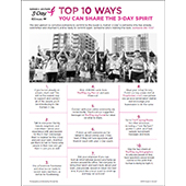 Top 10 Ways to Share the 3-Day Spirit