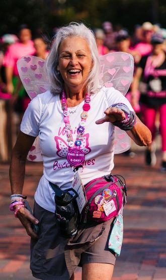 2025 3 day New England participant wearing pink wings