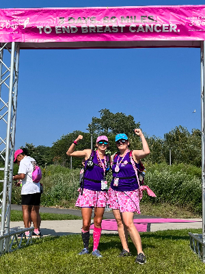 My mom and I crossing the finish line at the 2023 New England 3-Day!
