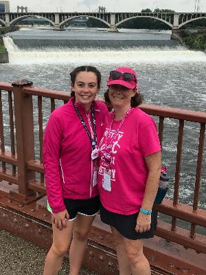 My mom and I during the Twin Cities walk in 2017; my first time participating in the Susan G. Komen walk.